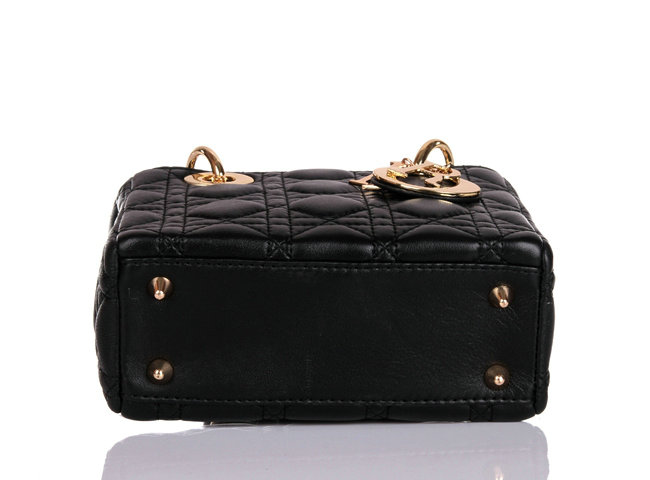 mini lady dior lambskin leather bag 6321 black
